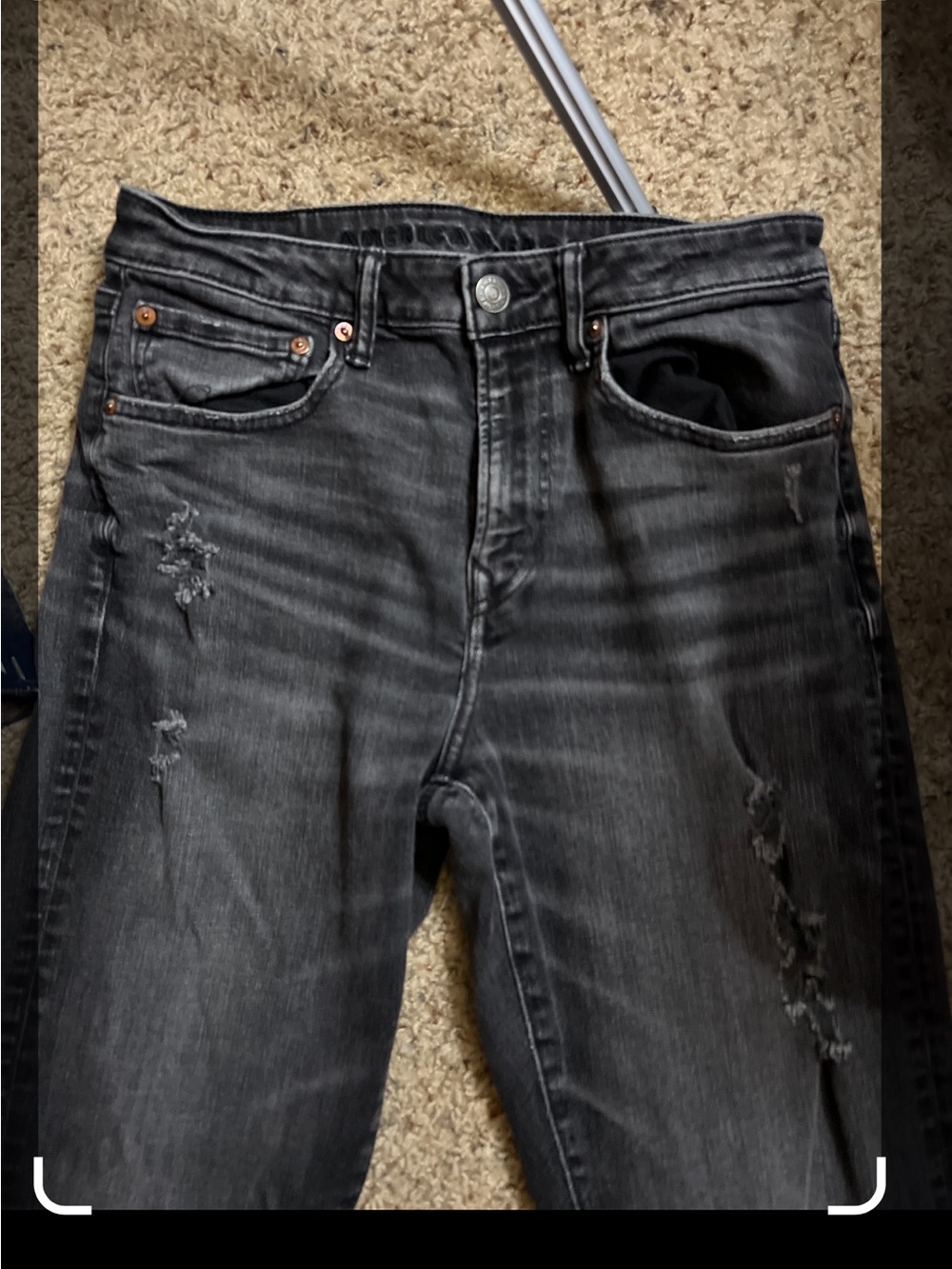 American Eagle Outfitters Men's Distressed Charcoal Slim Jeans